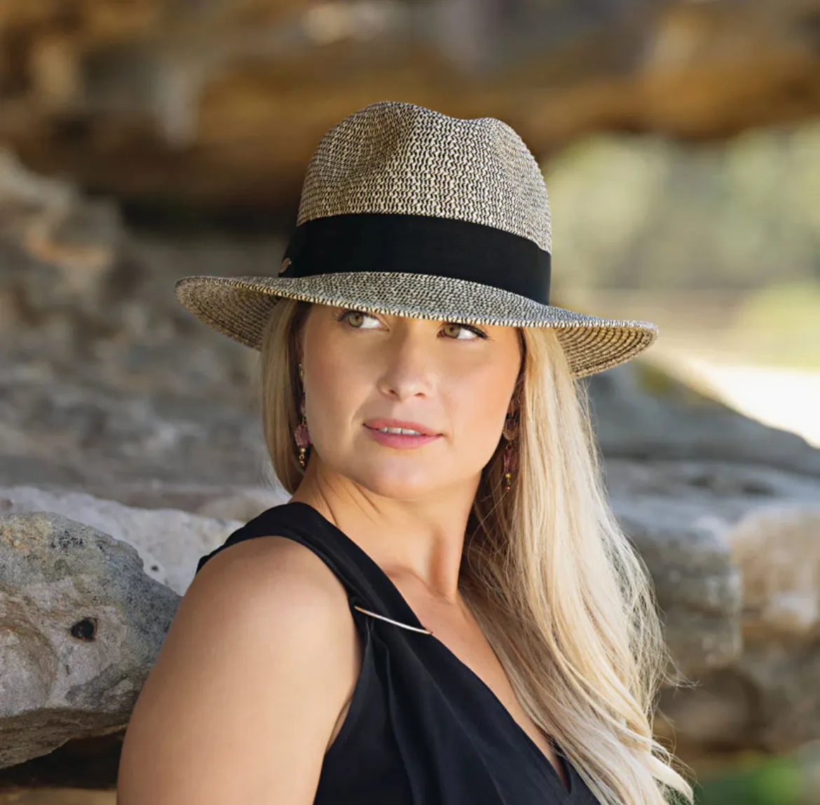 Skye Sun Hat (UPF50  & Packable) | Mixed Black