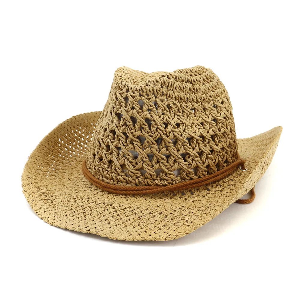 Straw Cowboy Hats Handmade Straw Hat Bowler Hat Female Outdoor Seaside Beach Hat
