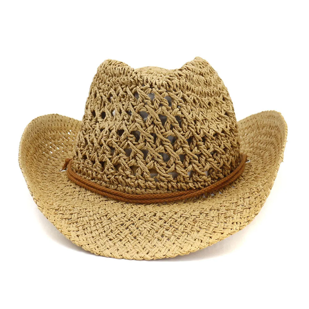 Straw Cowboy Hats Handmade Straw Hat Bowler Hat Female Outdoor Seaside Beach Hat
