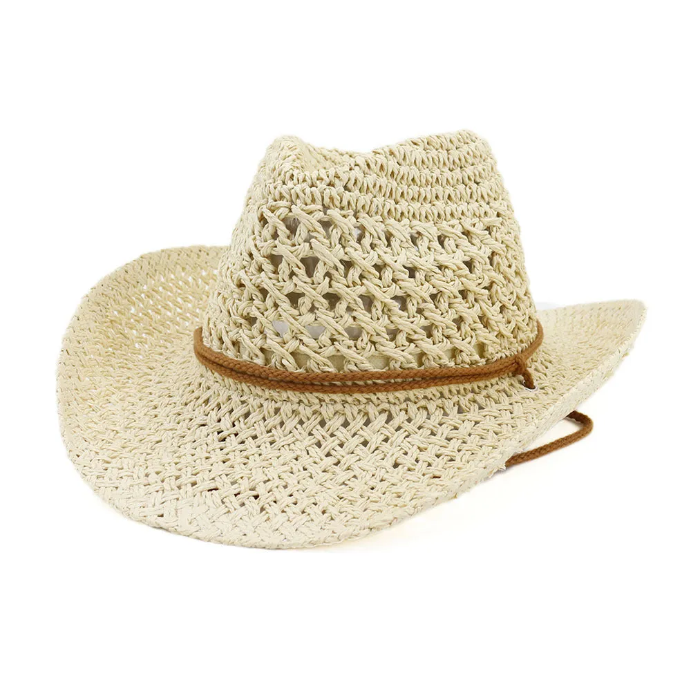 Straw Cowboy Hats Handmade Straw Hat Bowler Hat Female Outdoor Seaside Beach Hat
