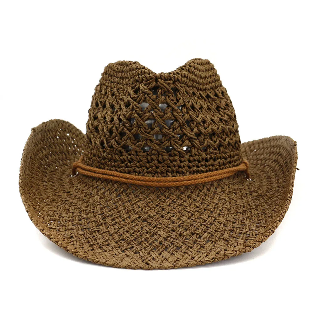 Straw Cowboy Hats Handmade Straw Hat Bowler Hat Female Outdoor Seaside Beach Hat