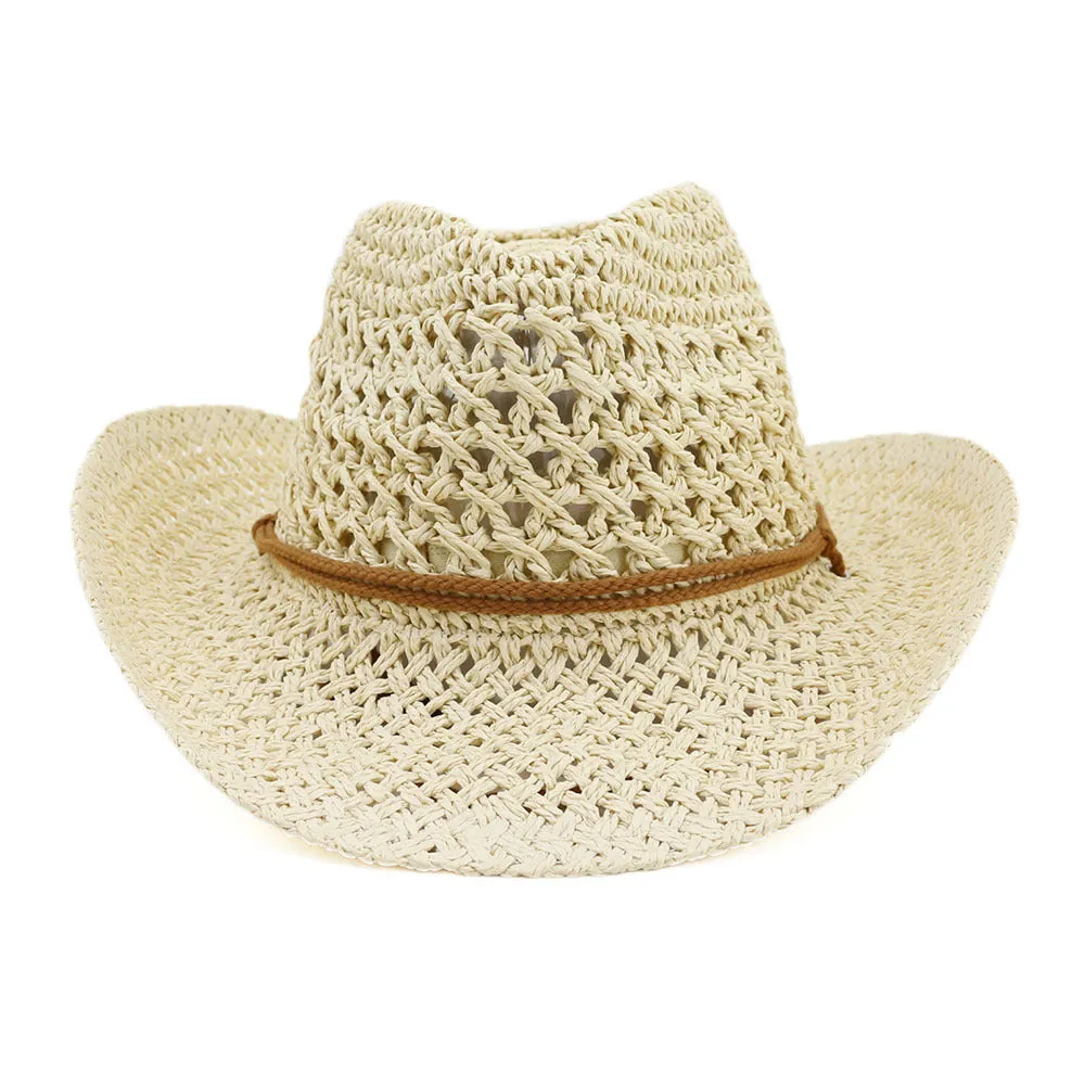 Straw Cowboy Hats Handmade Straw Hat Bowler Hat Female Outdoor Seaside Beach Hat