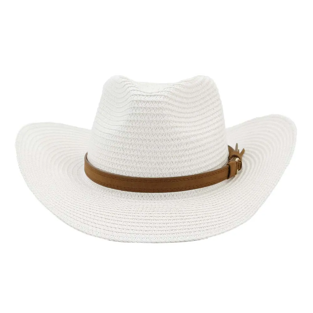 Straw Cowboy Hats Men Women Western Straw Cowboy Hat Top Hat Outdoor Seaside Beach Hat