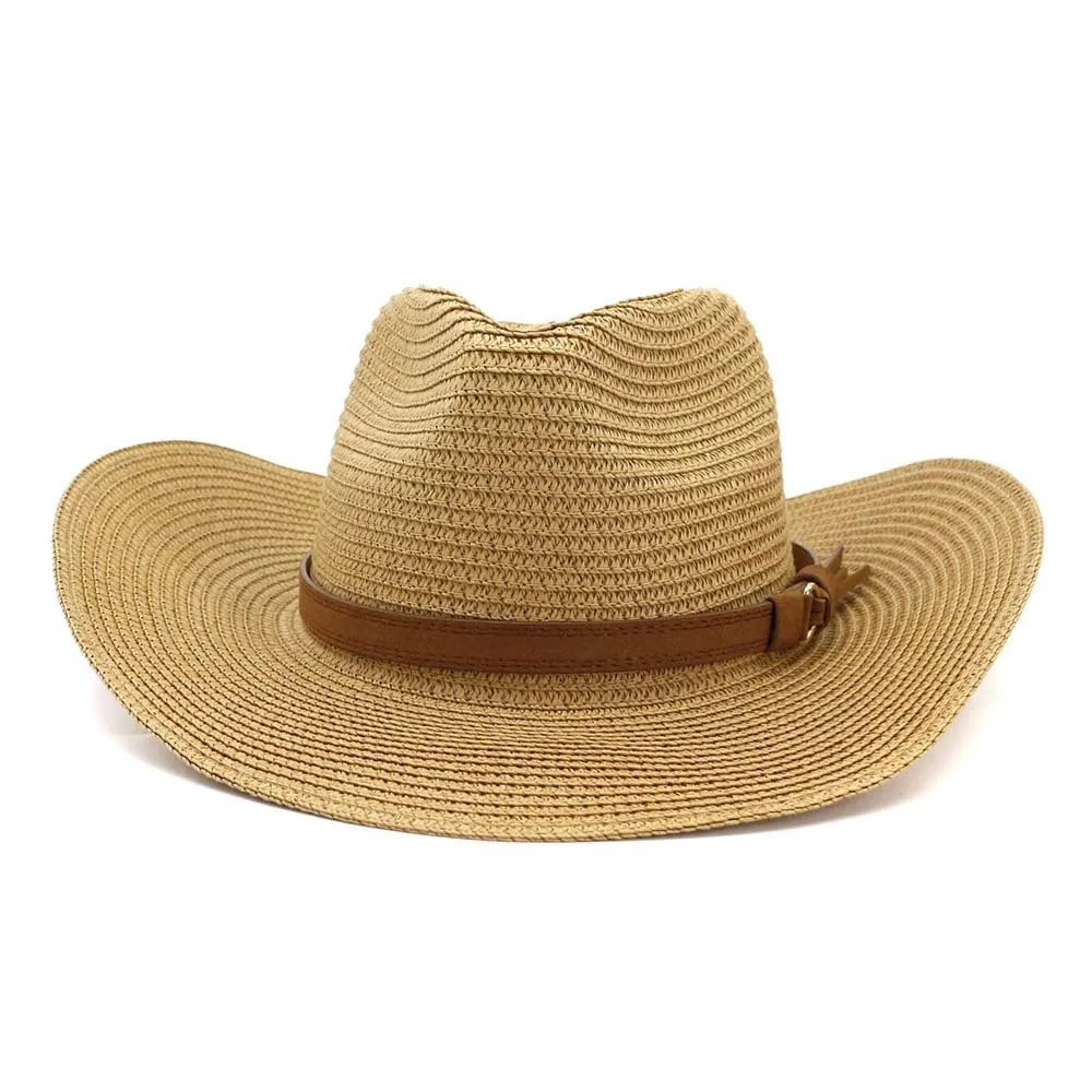 Straw Cowboy Hats Men Women Western Straw Cowboy Hat Top Hat Outdoor Seaside Beach Hat
