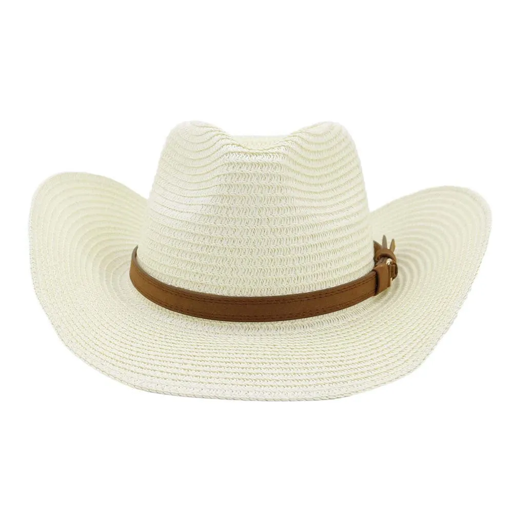 Straw Cowboy Hats Men Women Western Straw Cowboy Hat Top Hat Outdoor Seaside Beach Hat