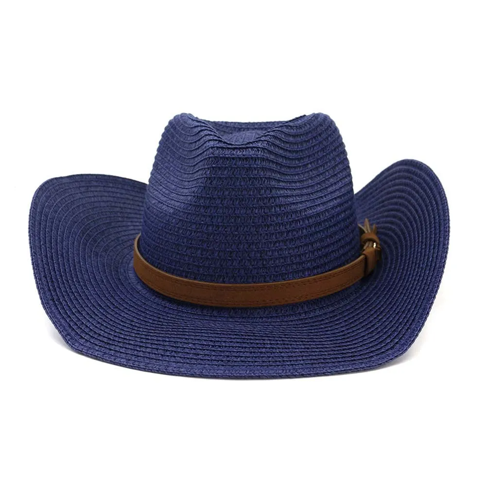 Straw Cowboy Hats Men Women Western Straw Cowboy Hat Top Hat Outdoor Seaside Beach Hat