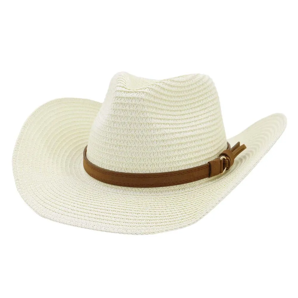 Straw Cowboy Hats Men Women Western Straw Cowboy Hat Top Hat Outdoor Seaside Beach Hat