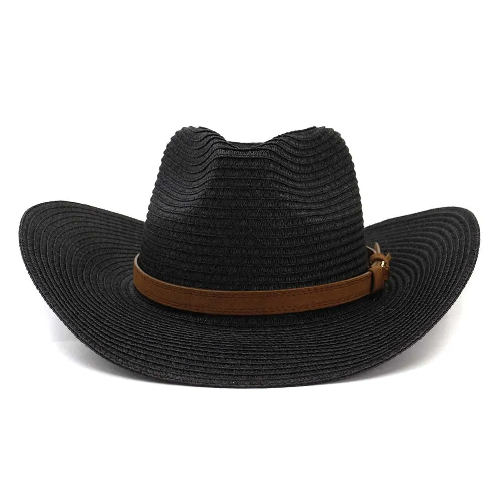 Straw Cowboy Hats Men Women Western Straw Cowboy Hat Top Hat Outdoor Seaside Beach Hat