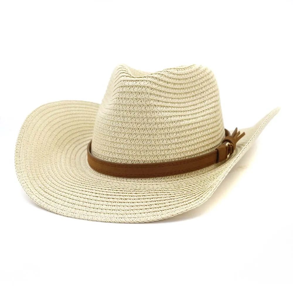 Straw Cowboy Hats Men Women Western Straw Cowboy Hat Top Hat Outdoor Seaside Beach Hat