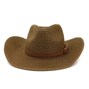 Straw Cowboy Hats Men Women Western Straw Cowboy Hat Top Hat Outdoor Seaside Beach Hat