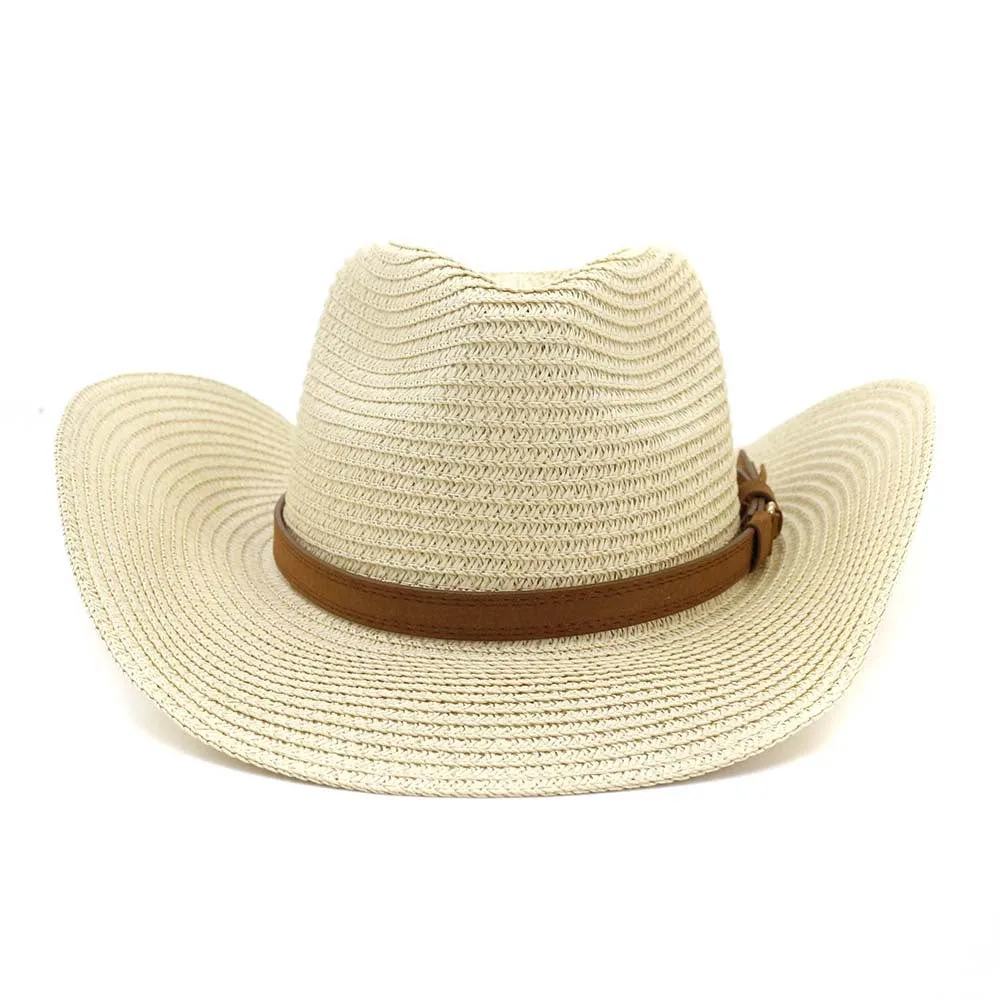 Straw Cowboy Hats Men Women Western Straw Cowboy Hat Top Hat Outdoor Seaside Beach Hat