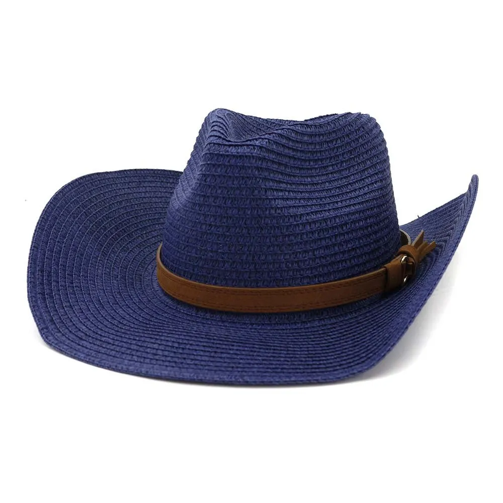 Straw Cowboy Hats Men Women Western Straw Cowboy Hat Top Hat Outdoor Seaside Beach Hat