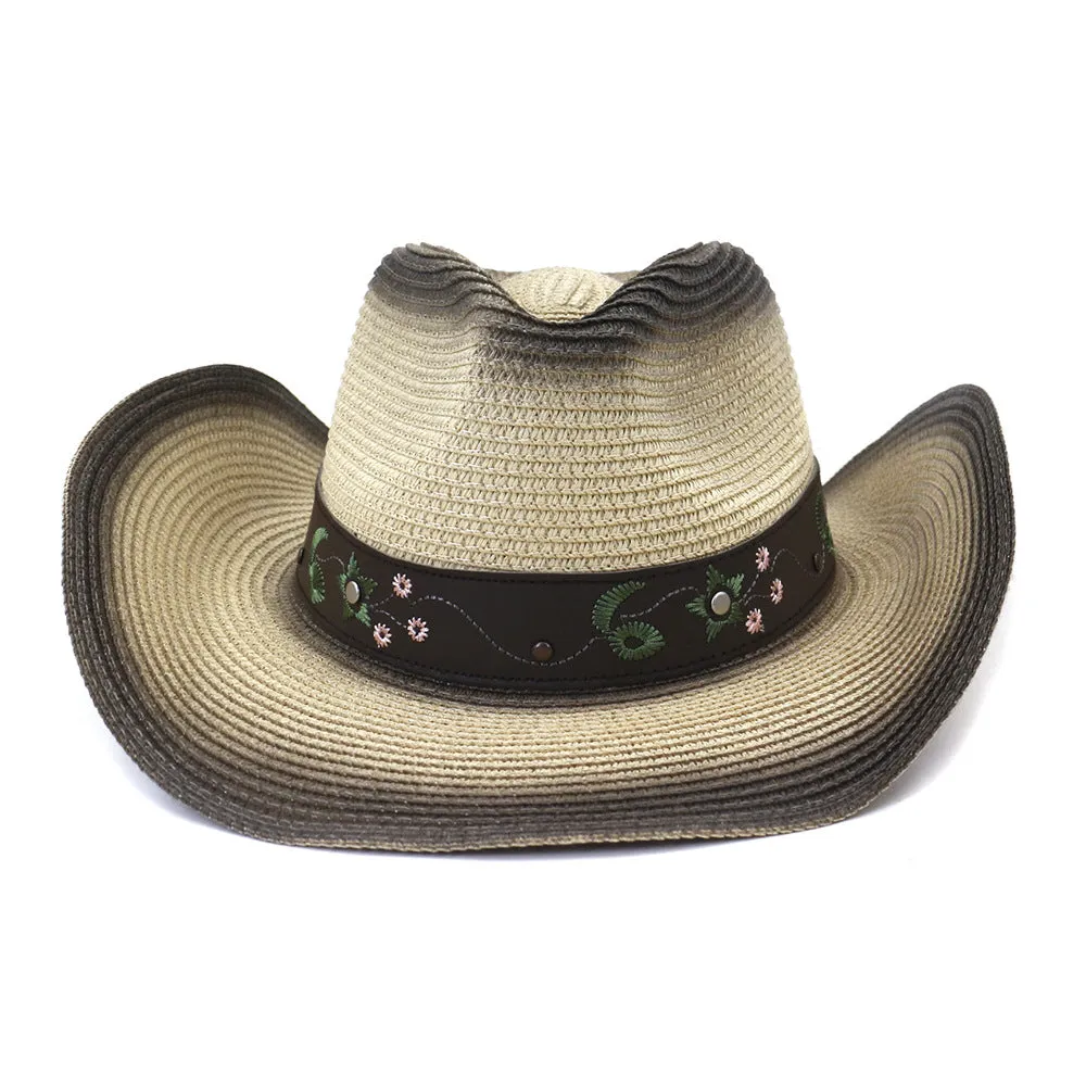 Straw Cowboy Hats Outdoor Seaside Sun Protection Sun Hat for Men and Women