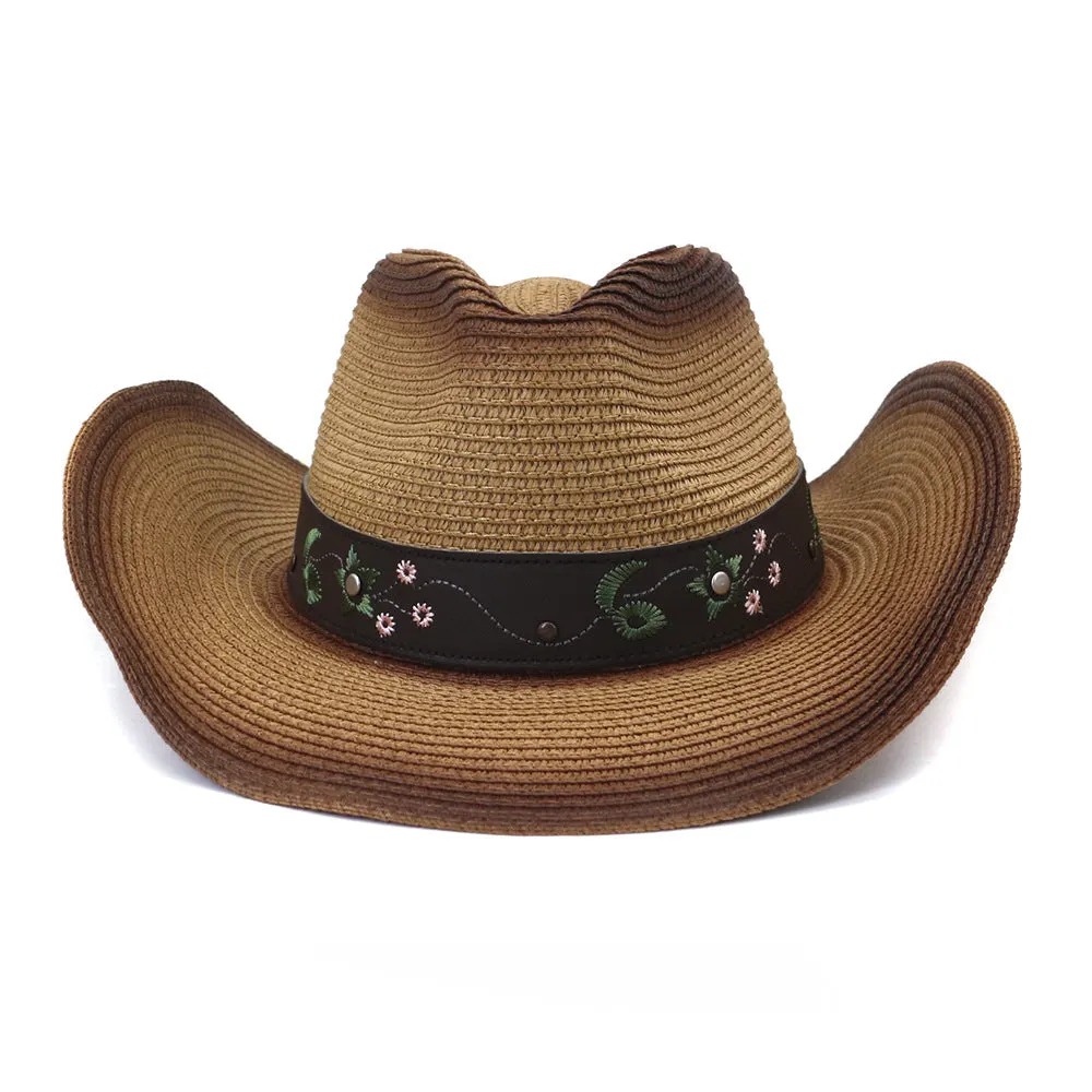 Straw Cowboy Hats Outdoor Seaside Sun Protection Sun Hat for Men and Women