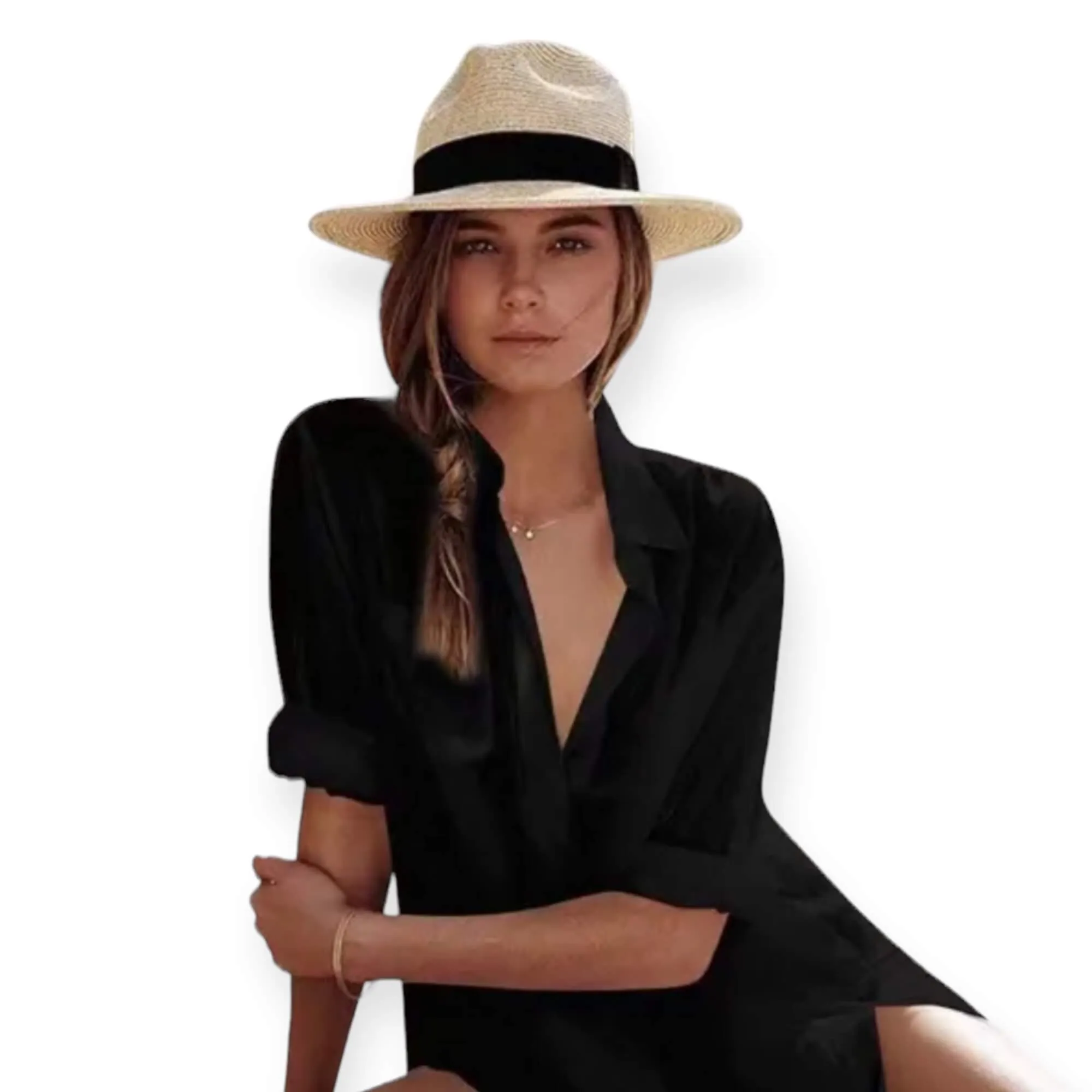 Stylish Summer Straw Fedora Beach Hat