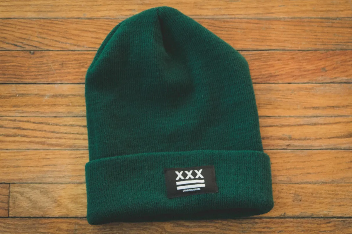 SXE Flag Beanie in Forest Green