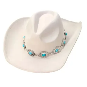 Turquoise Oval Stone Strap Cowboy Hat