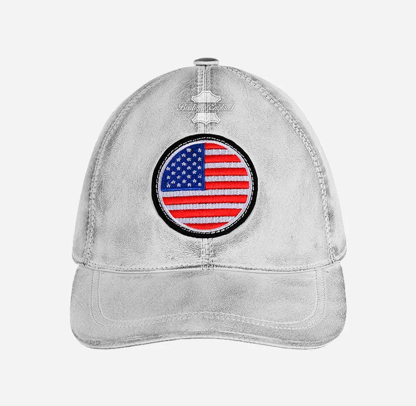 USA Baseball Cap American Flag Hat | Embroidered Leather Golf Cap