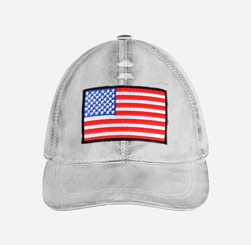 USA Baseball Cap American Flag Hat | Embroidered Leather Golf Cap