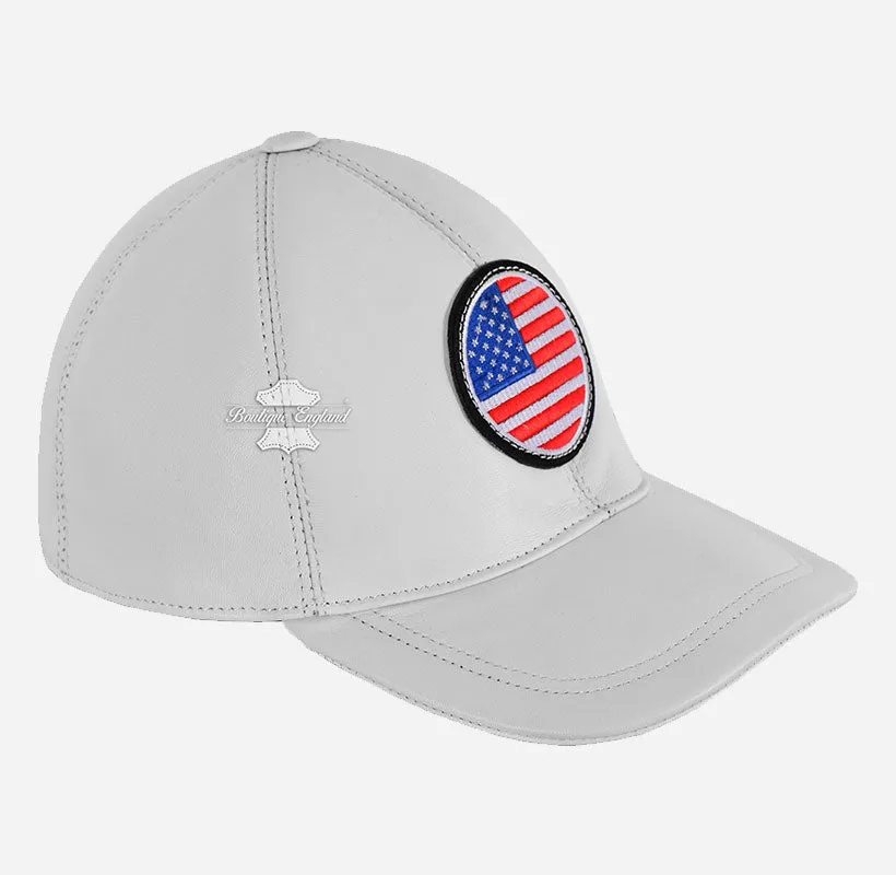 USA Baseball Cap American Flag Hat | Embroidered Leather Golf Cap