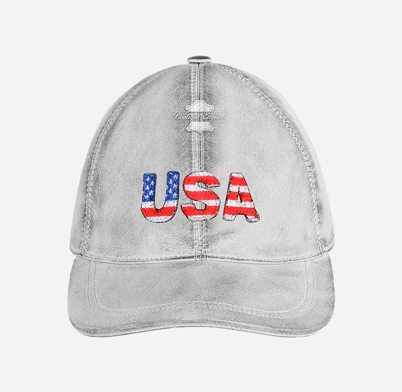 USA Baseball Cap American Flag Hat | Embroidered Leather Golf Cap