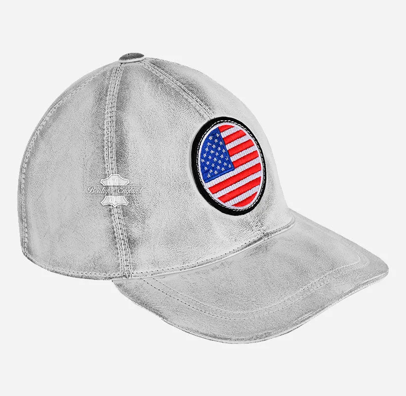 USA Baseball Cap American Flag Hat | Embroidered Leather Golf Cap