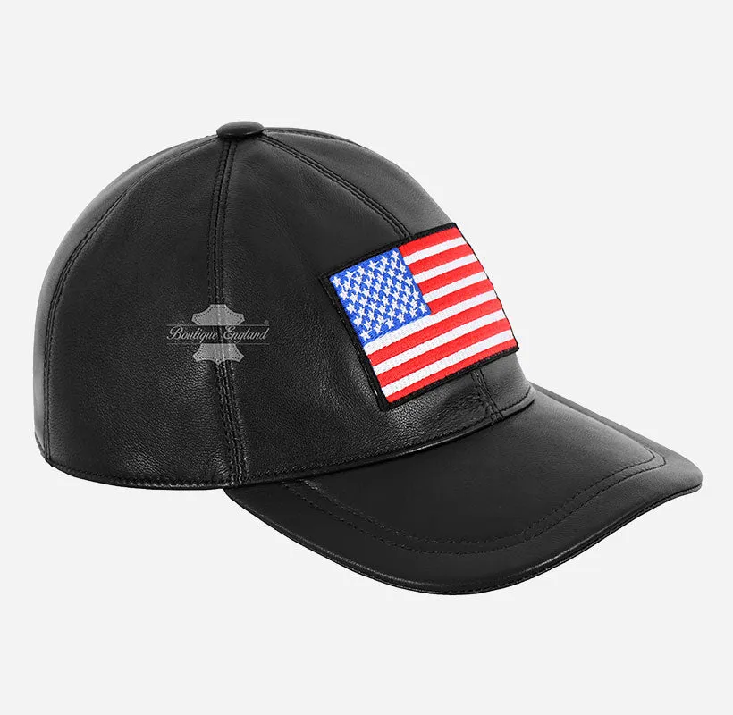 USA Baseball Cap American Flag Hat | Embroidered Leather Golf Cap