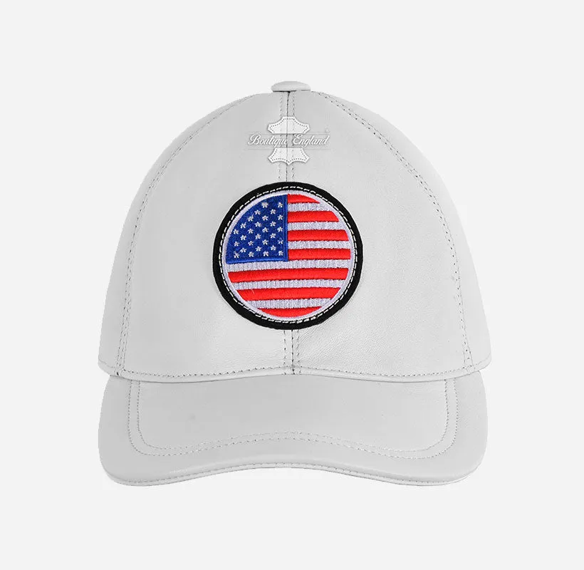 USA Baseball Cap American Flag Hat | Embroidered Leather Golf Cap
