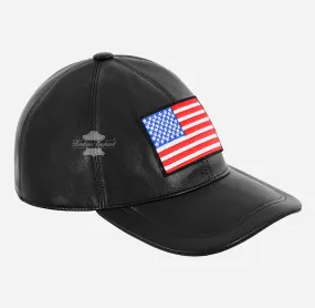 USA Baseball Cap American Flag Hat | Embroidered Leather Golf Cap