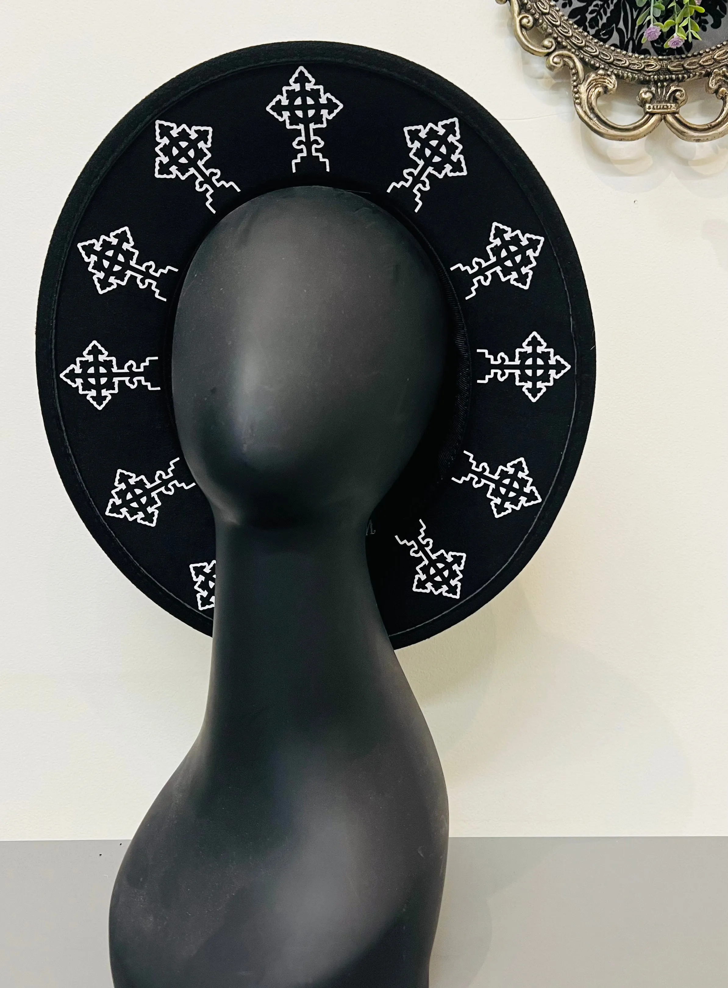 Vegan Felt Hat - Goth Cross Crown