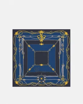 VERSACE NAUTICAL LARGE SILK FOULARD 35", Blue Print