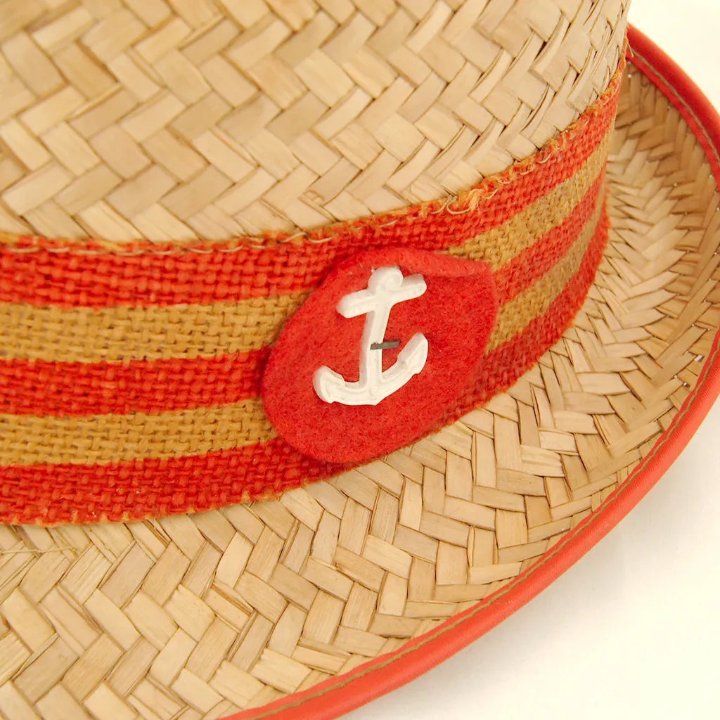 Vintage 1950s Straw Anchor Hat