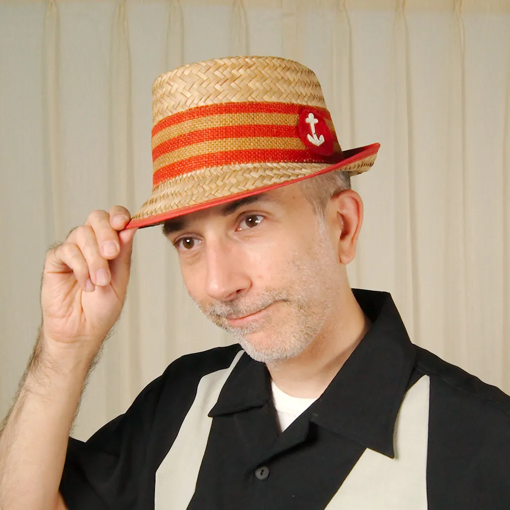 Vintage 1950s Straw Anchor Hat
