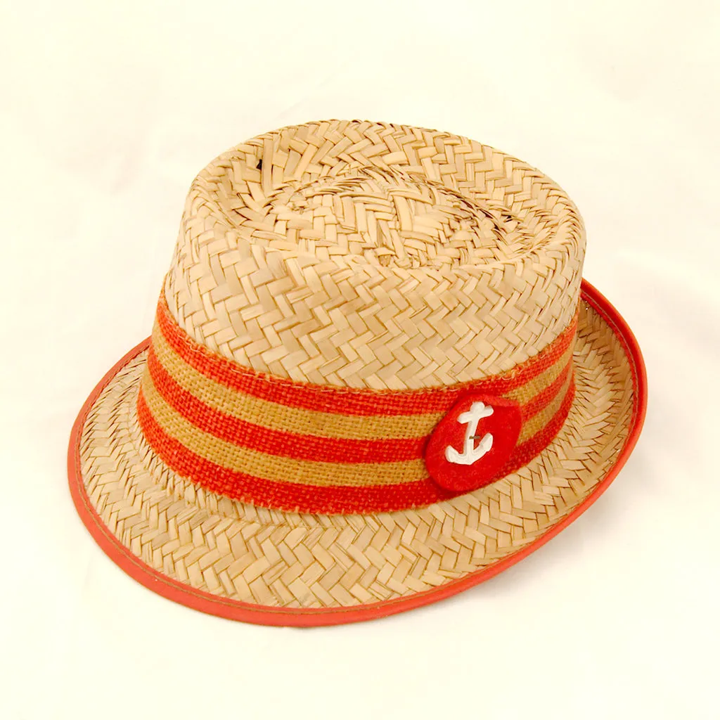 Vintage 1950s Straw Anchor Hat