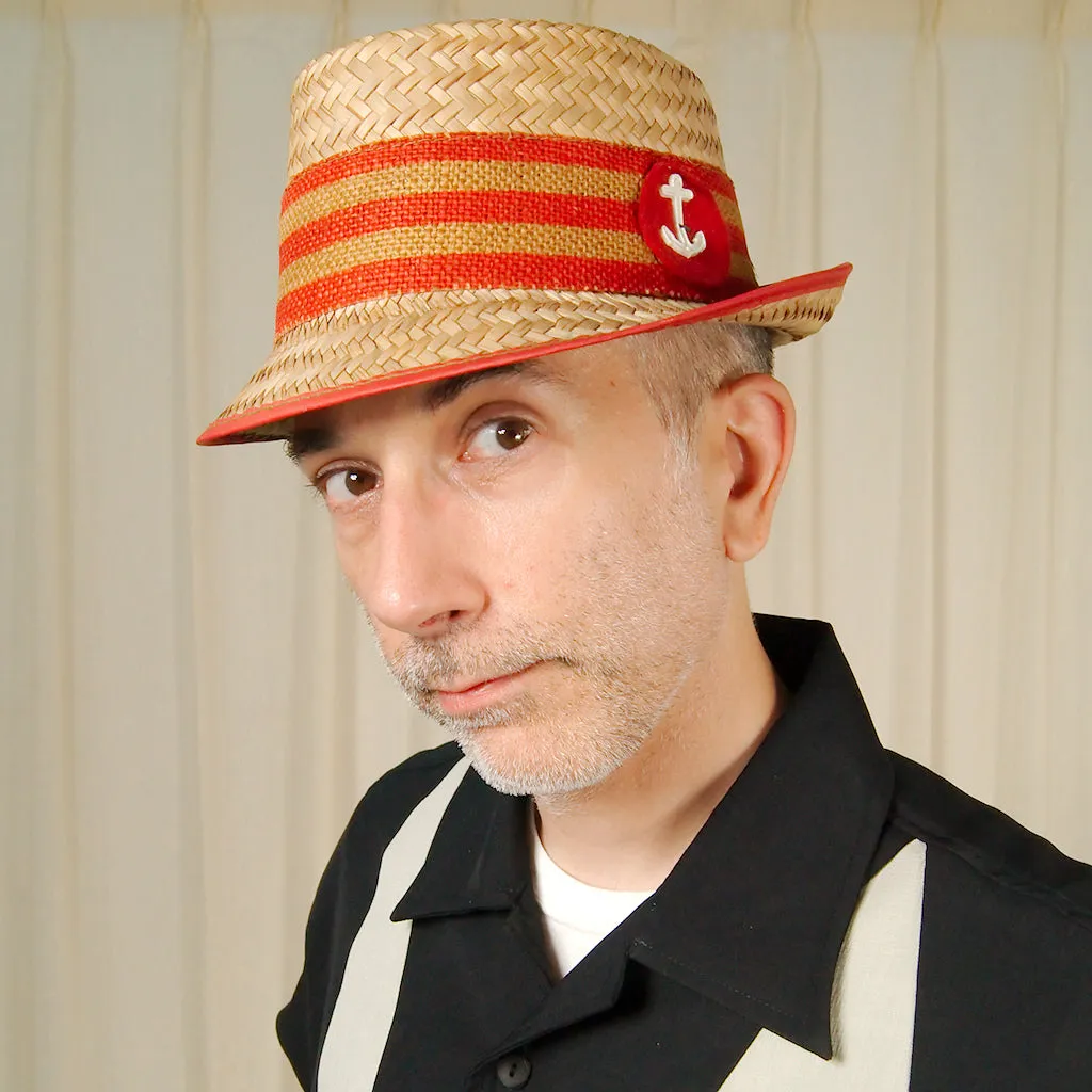 Vintage 1950s Straw Anchor Hat