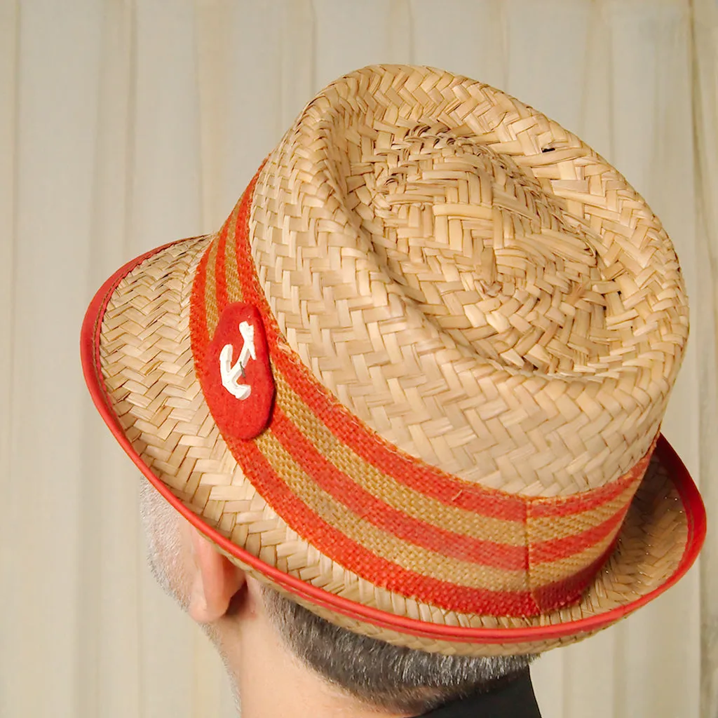 Vintage 1950s Straw Anchor Hat