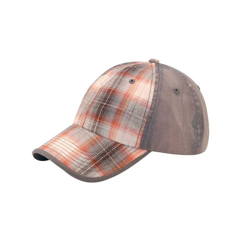 Washed Plaid Cotton Twill Cap