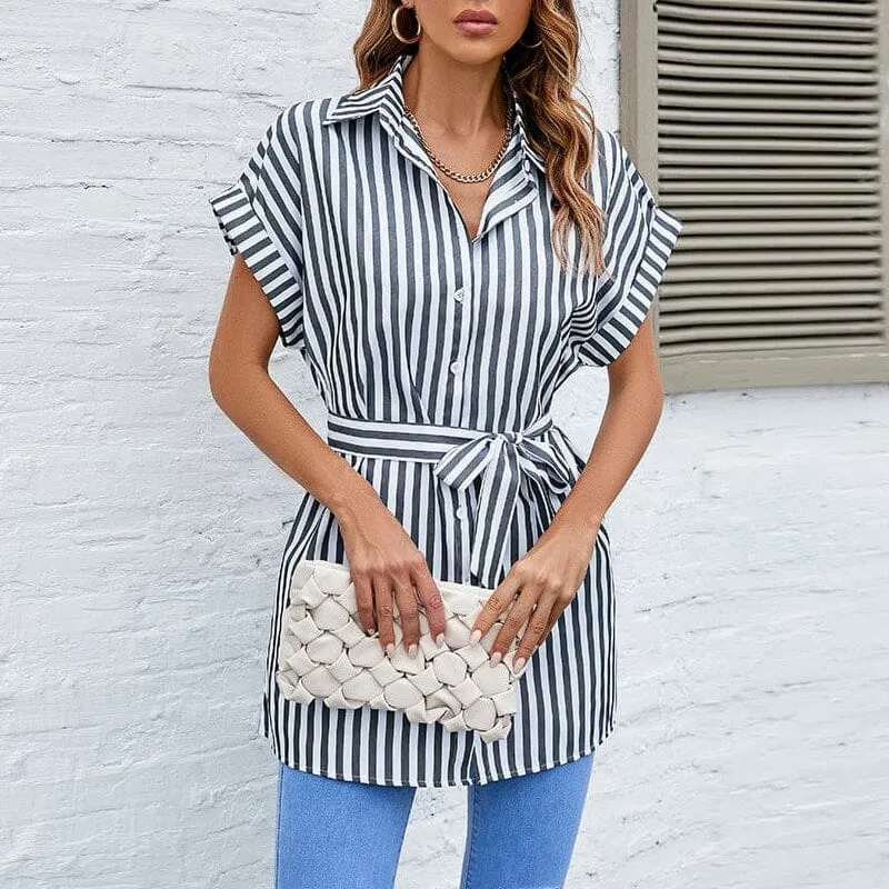Women's Summer Striped Short Sleeve T Shirt Dress