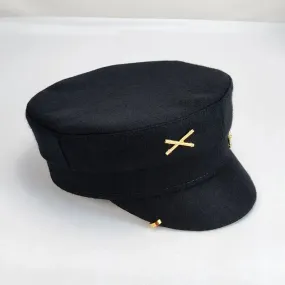 Y2K Newsboy Woolen Cap with Earrings Military Flat Top Style Beret Hat